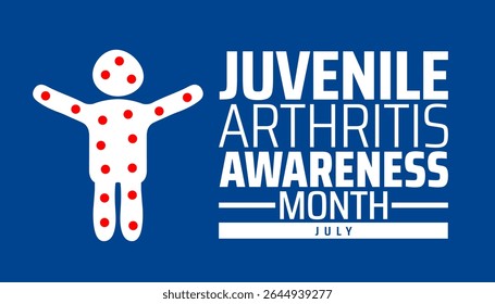 Modelo de banner ou cartaz do mês de conscientização da artrite juvenil. observado todos os anos em julho. Conceito de férias. Use para qualquer modelo, cartão, cartaz, cartaz, modelo.