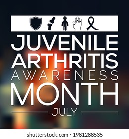 Juvenile Arthritis awareness month is observed every year in July. The most common symptoms of the disease are joint swelling, pain and stiffness, it is usually an autoimmune disorder. Vector art