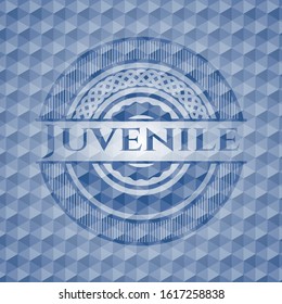 Juvenile blue emblem or badge with abstract geometric polygonal pattern background. Vector Illustration. Detailed.