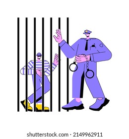 Juvenile Delinquency Abstract Concept Vector Illustration. Juvenile Offending, Unlawful Behavior, Teenage Crime, Group Therapy, Handcuffs, Vandalism Act, Prison Cell, Metal Fence Abstract Metaphor.