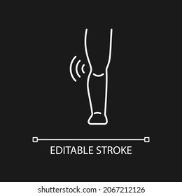 Juvenile idiopathic arthritis white linear icon for dark theme. Joint damage in kids. Rheumatism. Thin line customizable illustration. Isolated vector contour symbol for night mode. Editable stroke
