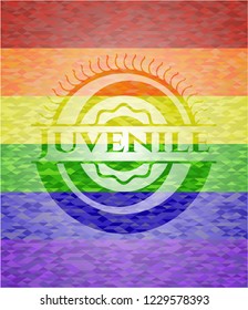 Juvenile on mosaic background with the colors of the LGBT flag