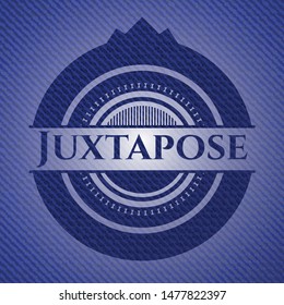 Juxtapose badge with denim texture. Vector Illustration. Detailed.