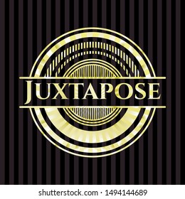 Juxtapose gold emblem or badge. Vector Illustration. Detailed.