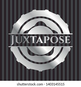 Juxtapose silvery shiny badge. Vector Illustration. Mosaic.