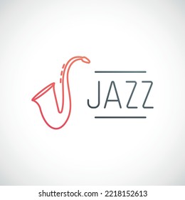 Juzz emblem with saxophone. Design template for International jazz day. Vector music icon.