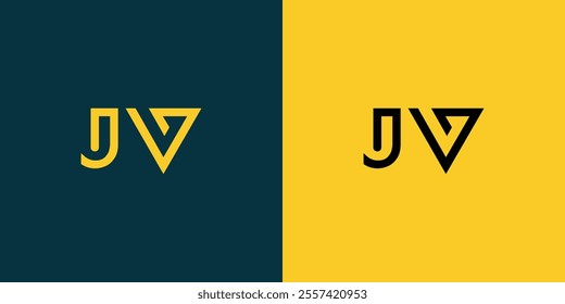 JV abstract minimalist letters Logo Monogram. It is a minimalist logo, this logo is made by combining two letters