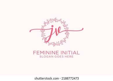 JV beauty monogram and elegant logo design handwriting logo of initial signature, wedding, fashion, floral and botanical with creative template.