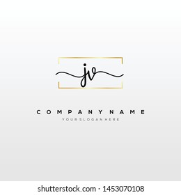JV handwriting initial logo template vector.