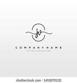 JV handwriting initial logo template vector.