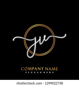 JV Initial Handwriting logo template vector