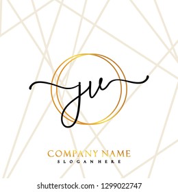 JV Initial Handwriting logo template vector