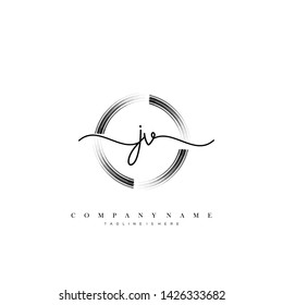 JV initial handwriting logo template vector