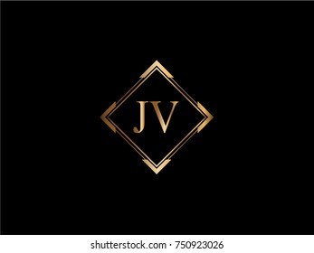 JV initial letter diamond shape golden logo