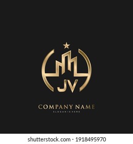 JV Letra inicial Inmobiliaria Casa de lujo Logo Vector arte para empresas, edificios, arquitectura
