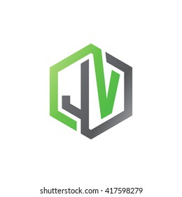 Jv Initial Letters Looping Linked Hexagon Vetor Stock Livre De Direitos Shutterstock