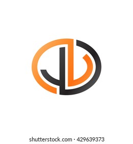 JV initial letters looping linked ellipse logo orange black