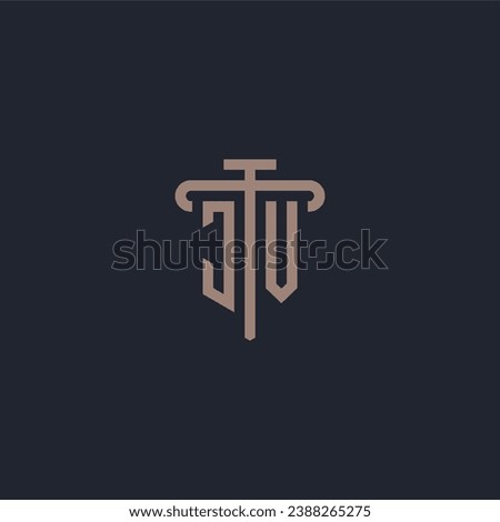 JV initial logo monogram with pillar icon design vector