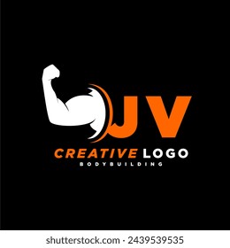 JV initial monogram for fitnes or gym logo with creative style design