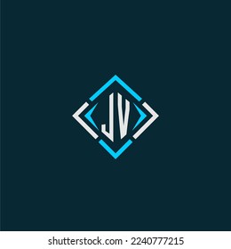 JV initial monogram logo with square style design