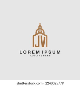 Logotipo inicial de JV monograma inmobiliario con diseño imperium