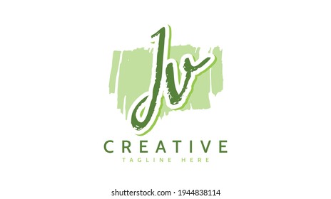 JV Initials, handwriting logo vector
