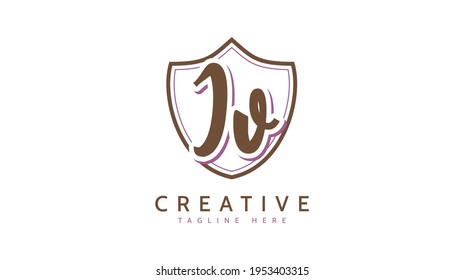 JV Initials, handwriting logo vector