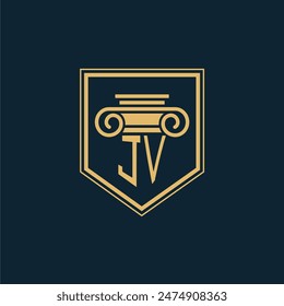 JV Initials Law Firm Logo Lawyer logo with creative law element