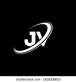 JV J V letter logo design. Initial letter JV linked circle uppercase monogram logo. JV logo, J V letter logo. 