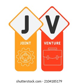 JV - Joint Venture acronym. business concept background.  vector illustration concept with keywords and icons. lettering illustration with icons for web banner, flyer, landing pag