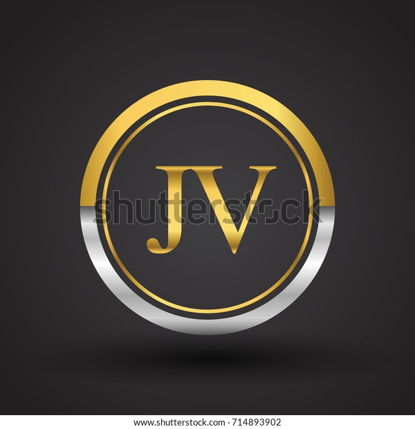 Jv Letter Logo Circle Gold Silver Stock Vector Royalty Free Shutterstock