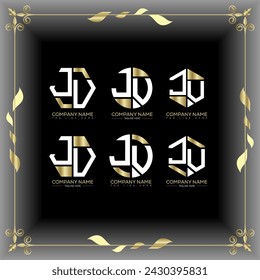 JV letter logo set design.JV monogram polygonal and circle shape vector. JV unique design.
