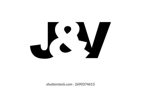JV logo design in bold style. Black white identity symbol. Modern typography emblem. Corporate branding icon. Minimal business template.
