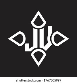 JV Logo monogram with four cone rounded by the shape design template
