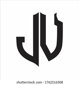 JV Logo Shield style Monogram design template on white background