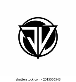 JV logo with triangle shape and circle rounded design template isolated on white background