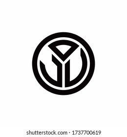 JV-Monogramm-Logo mit abgerundeter Umrissvorlage auf weißem Hintergrund