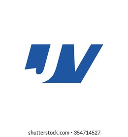 JV negative space letter logo blue