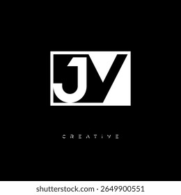 Monograma de espacio negativo de JV: logotipo minimalista de marca de letras en blanco y negro para marcas creativas, identidad de moda y conceptos de diseño modernos
