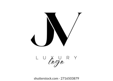 JV Serif Letter Monogram Typography Logo for Elegant Premium Branding Identity