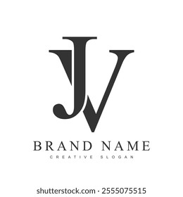 JV trendy logotype template. Initial letter j and v classic font style. Creative logo for company name or identity. Vector illustration.