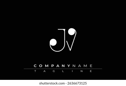 JV Typography Logo Design. Stylish monogram design depiction featuring the letters J and V combined in an artistic signature style, delivering a unique and creative visual representation.