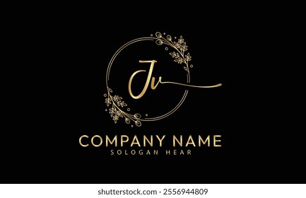 JV V J initial signature logo template vector