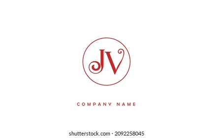 Monograma del logotipo de las letras de los alfabetos JV, VJ