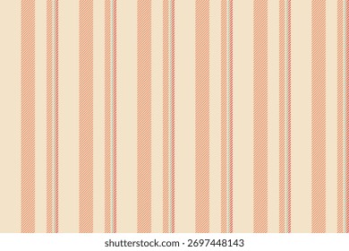 Jvent seamless textile texture, faded vertical background stripe. Frunge fabric pattern lines vector in light and orange colors palette.