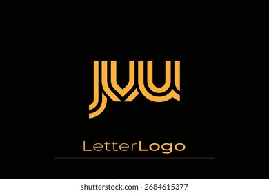 JVU Creative Diseño de Logo de Letra Moderna Única. Diseño elegante del logotipo del monograma con los Elementos decorativos y la tipografía