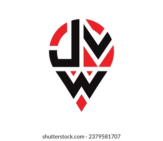 Diseño del logotipo de la ubicación de la letra JVW. Diseño sencillo del logotipo de ubicación de letras JVW.