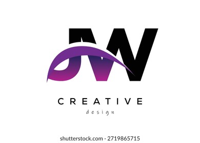 JW kreative und moderne Buchstaben-Logo-Design mit kreativen lila Welle abstrakte Latter-Logo-Konzept.