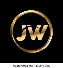 JW initial circle company logo gold black background