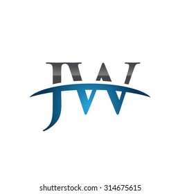JW initial company blue swoosh logo